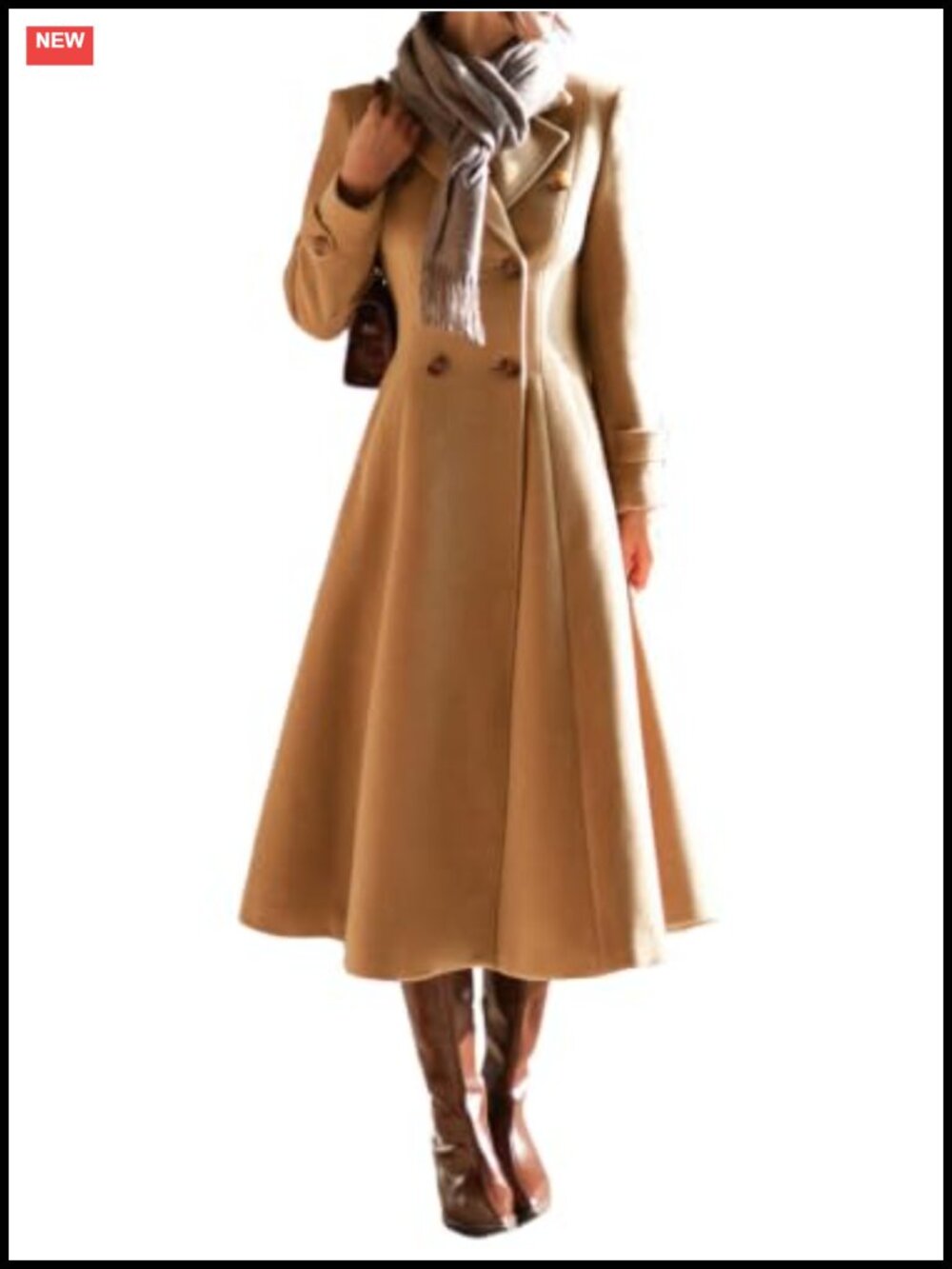 Wool Blend Long Double Breasted Trench Pea Coat Business Winter